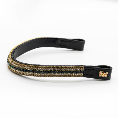 FULL Chestnut – Gold-Clear-Navy SR Wide Browband