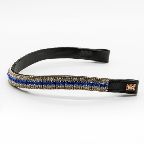 FULL Chestnut – Gold-Clear-Sapphire SR Wide Browband
